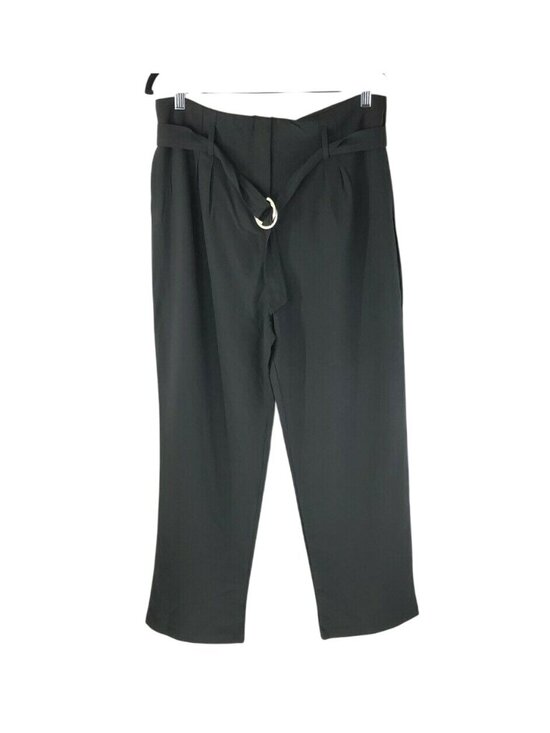 Romeo & Juliet Pants - Romeo & Juliet Womens Straight Leg Pants Black Stretch Pleated Belted XL New